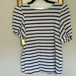 Lilly Pulitzer | Striped Puff-Sleeve Women's Top - Navy and White